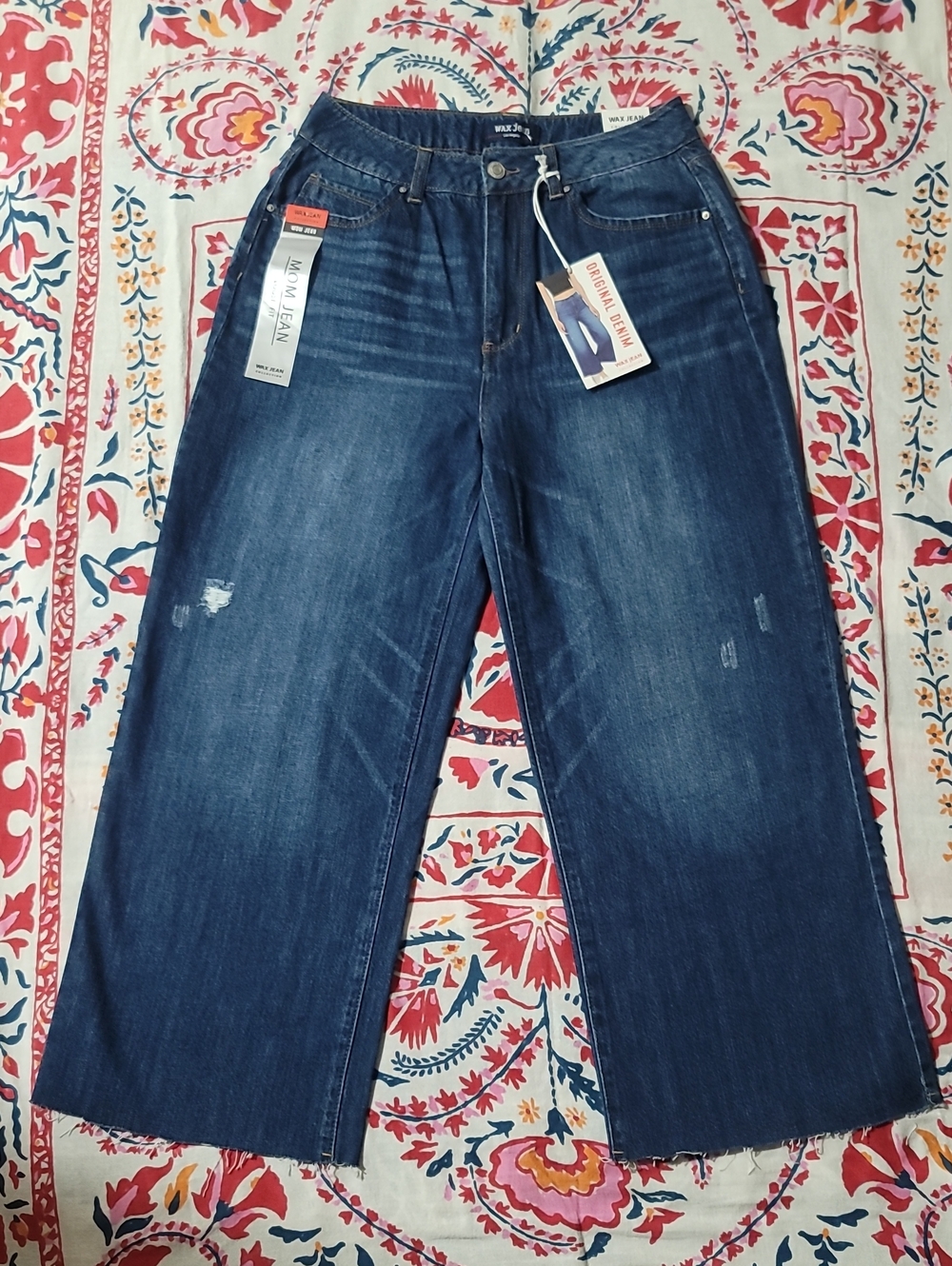 NWT Wax Jean Women's 100% Cotton Wide-Leg Dark Blue Denim Jeans